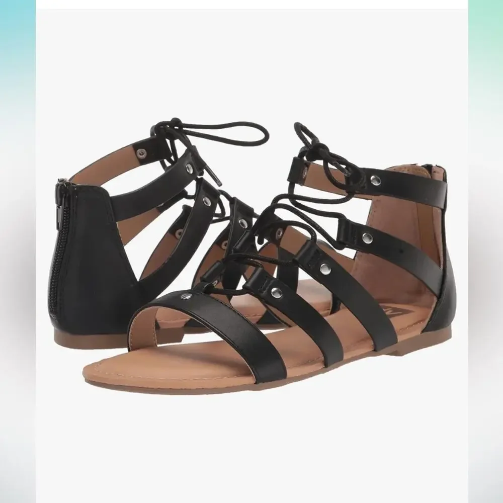 NEW DV by Dolce Vita Girl’s Curse Black Faux Leather Gladiator Sandal, Size 4